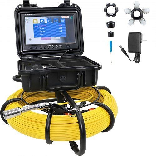 VEVOR Pipe Sewer Inspection Sewer Camera DVR HD 9" Pipe Camera with 328ft Cable, GDK328FT9110VCNPVV1