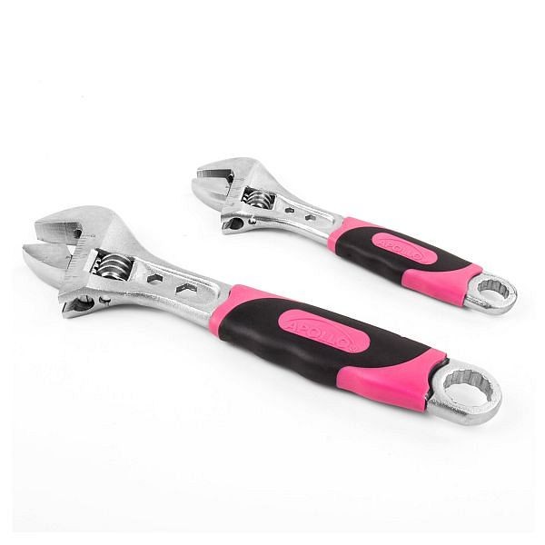 Apollo Tools 2 Adjustable Wrenches - Pink, DT5007P