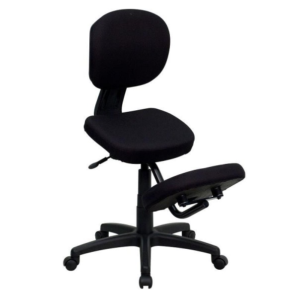 Flash Furniture Tatum Mobile Ergonomic Kneeling Posture Task Office Chair with Back in Black Fabric, WL-1430-GG