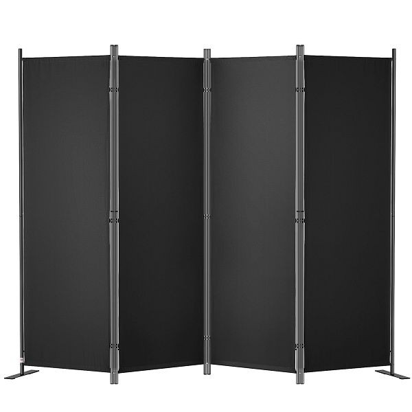 VEVOR Room Divider, 5.6 ft Room Dividers and Folding Privacy Screens (4-panel), Fabric Partition Room Dividers for Office, Black, BLP488675INCHY0P3V0
