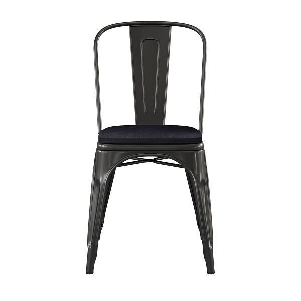 Flash Furniture Perry Commercial Grade Black Metal Indoor-Outdoor Stackable Chair with Black Poly Resin Wood Seat, CH-31230-BK-PL1B-GG