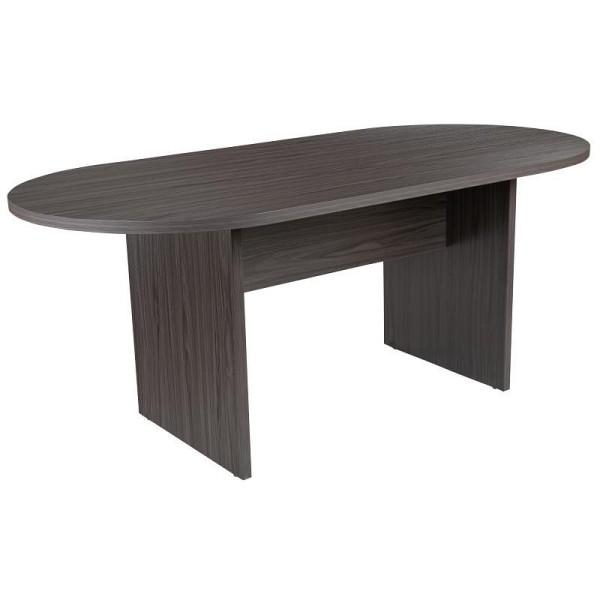 Flash Furniture Jones 6 Foot (72 inch) Oval Conference Table in Rustic Gray, GC-TL1035-GRY-GG