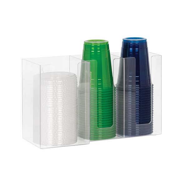Dispense Rite Three section countertop horiziontal lid organizer - Clear Acrylic, CTHL-3