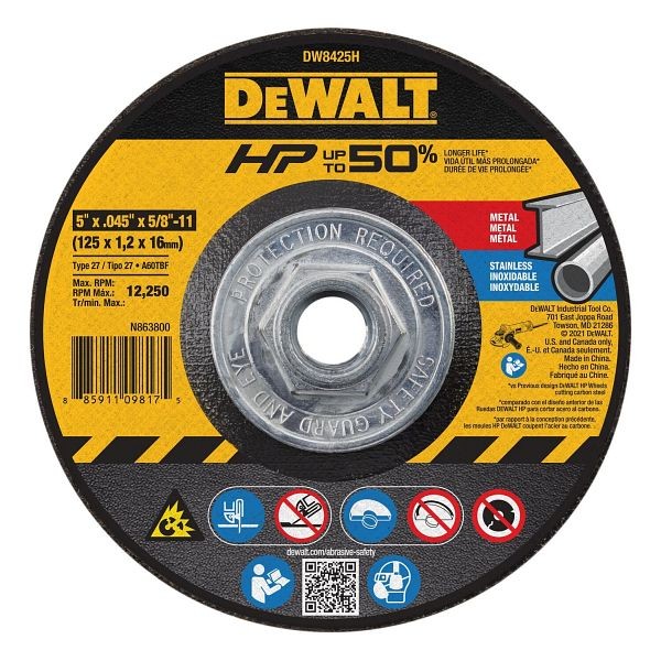 DeWalt 5" x .045" x 7/8" Cutting Wheel, DW8425