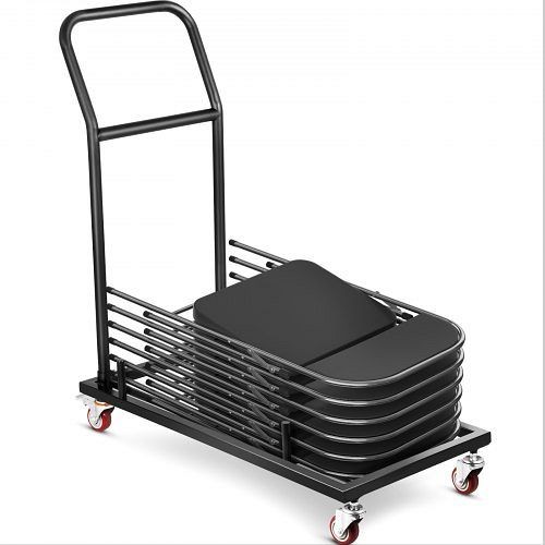 VEVOR Folding Chair Cart Dolly for 36 Folding Chairs Black L-Shaped Steel Chair Cart, ZYTCHS1LZDYSNC001V0