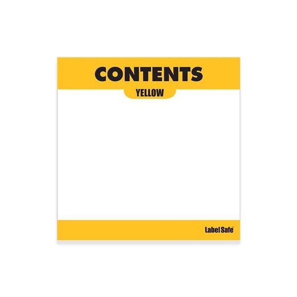 OilSafeSystem Adhesive Contents Labels 3.25"x3.25", Yellow, 282309