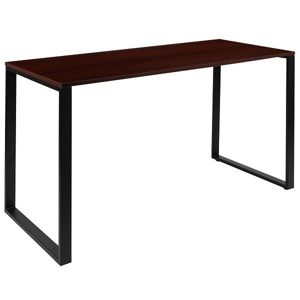 Flash Furniture Modern Commercial Grade Desk Industrial Style Computer Desk Sturdy Home Office Desk, 55" Length-Mahogany, GC-GF156-14-MHG-GG