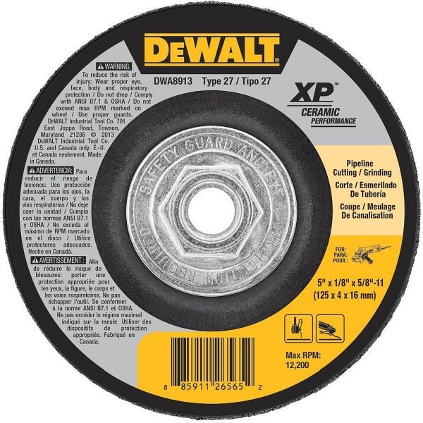 DeWalt 5" X 1/8" X 5/8"-11 Ceramic Abrasive Grinding Disk, DWA8913