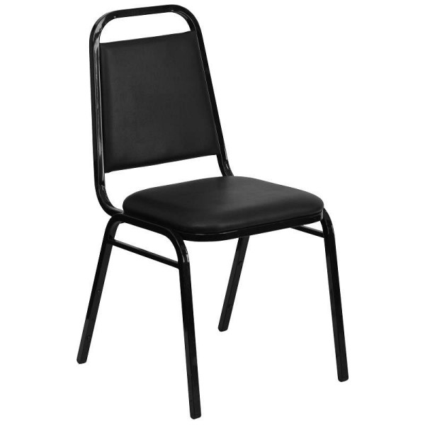 Flash Furniture HERCULES Series Trapezoidal Back Stacking Banquet Chair in Black Vinyl - Black Frame, Fixed Height 34", FD-BHF-2-GG