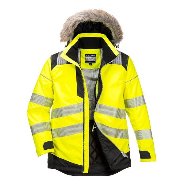 Portwest PW3 Hi-Vis Winter Parka Jacket, Yellow/Black, S, PW369YBRS