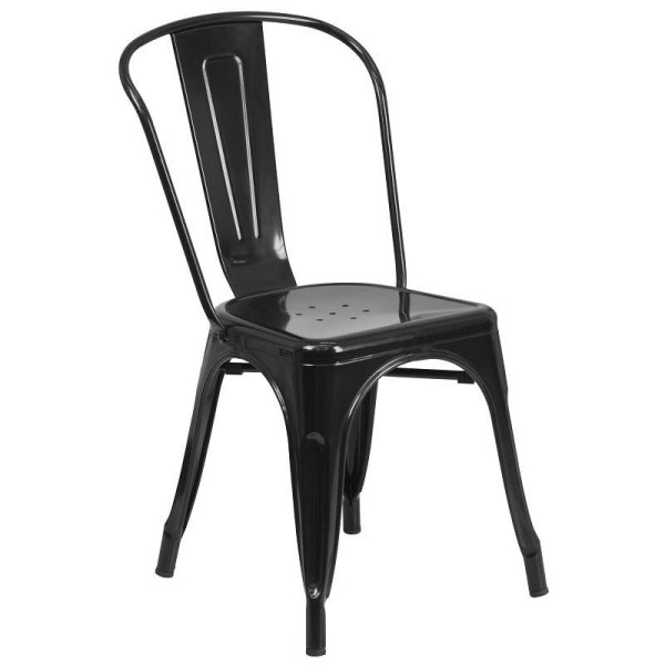 Flash Furniture Perry Commercial Grade Black Metal Indoor-Outdoor Stackable Chair, CH-31230-BK-GG