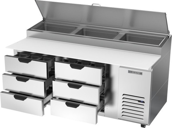 Beverage-Air Deli/Pizza Prep Table with Six Drawers, Exterior Dimensions: WxDxH: 72” X 37" X 53 3/8”, DPD72HC-6
