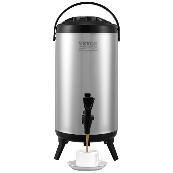 VEVOR Stainless Steel Insulated Beverage Dispenser, 2.4 Gallon 9.2 Liter, YLHLQQYX12L0TQWXUV0