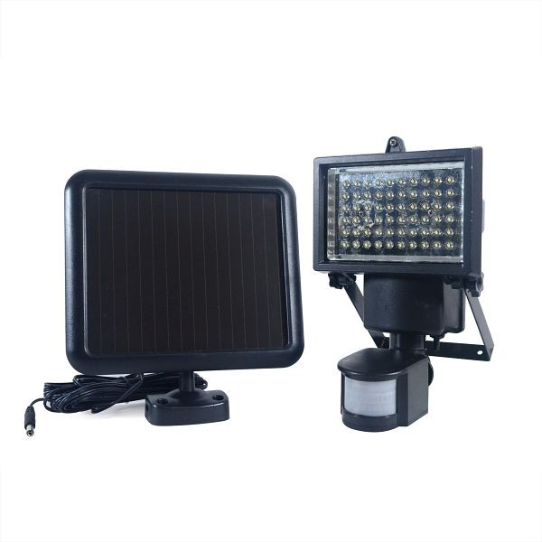 Nature Power 60 Integrated LED Black Outdoor Solar Powered Motion Activated Security Flood Light, 22050