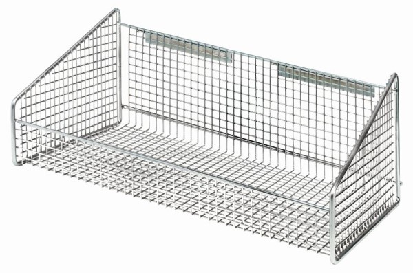 Quantum Storage Systems Partition Wall Hanging Basket, 11-7/8x18x7-1/2", 125 lb load capacity, mesh design, chrome plated, 1017HBC