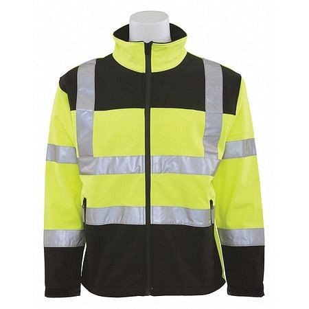 ERB Safety W650 Type R, Class 3 Men's Softshell Jacket with Black Bottom, Hi-Viz Lime, MD, 62203