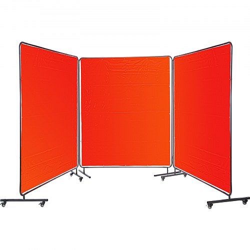 VEVOR Welding Screen Welding Curtain 3 Panel 6' x 6' Flame Retardant, Frame, Red, GBRDSMHJL66YC0001V0