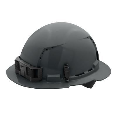 Milwaukee Gray Full Brim Vented Hard Hat with 4Pt Ratcheting Suspension - Type 1, Class C, 48-73-1215