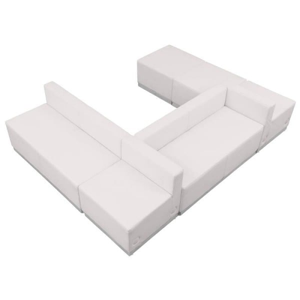 Flash Furniture HERCULES Alon Series Melrose White LeatherSoft Reception Configuration, Maximum Depth 77", 6 Pieces, ZB-803-510-SET-WH-GG