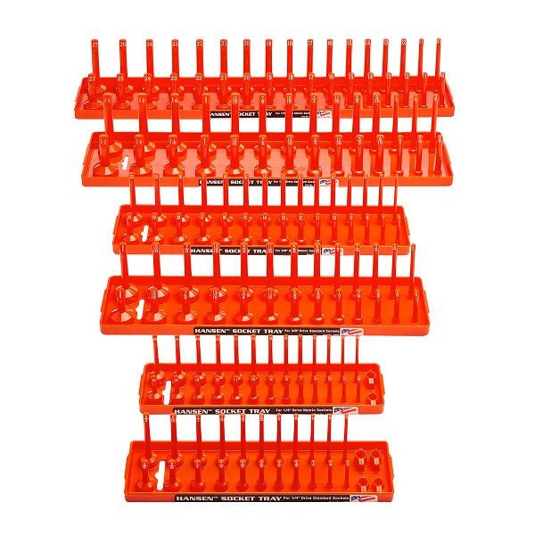 Hansen Global 6 Piece, 2 Row Socket Tray Set, Orange, 92002