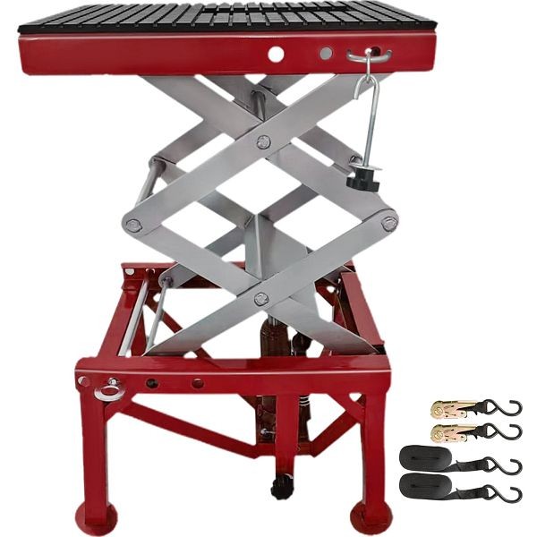 VEVOR Hydraulic Motorcycle Scissor Jack with 300LBS Load Capacity, Red, MTCYYSJT300BHY001V0