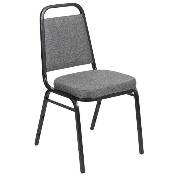 Flash Furniture HERCULES Series Trapezoidal Back Stacking Banquet Chair with 2.5" Thick Seat in Gray Fabric - Silver Vein Frame, FD-BHF-1-SILVERVEIN-BCG-GG