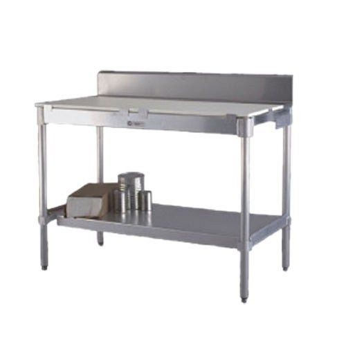 New Age Industrial Work Table, 48"W x 30"D, Aluminum Construction with backsplash, 30PBS48KD