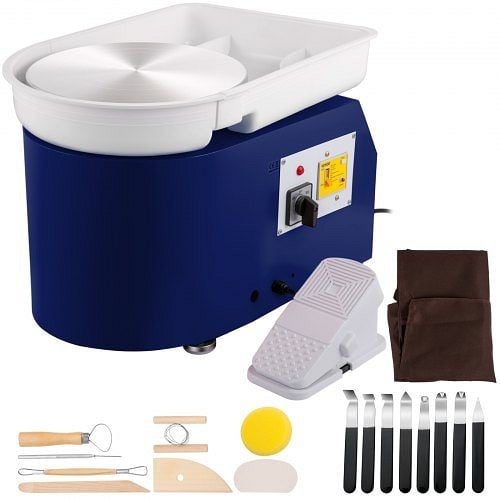 VEVOR 11" Electric Pottery Wheel Machine with Foot Pedal 16 Pieces Shaping Tools 1 Piece Apron, Blue, XTXTYLPJL28CM9HDAV1