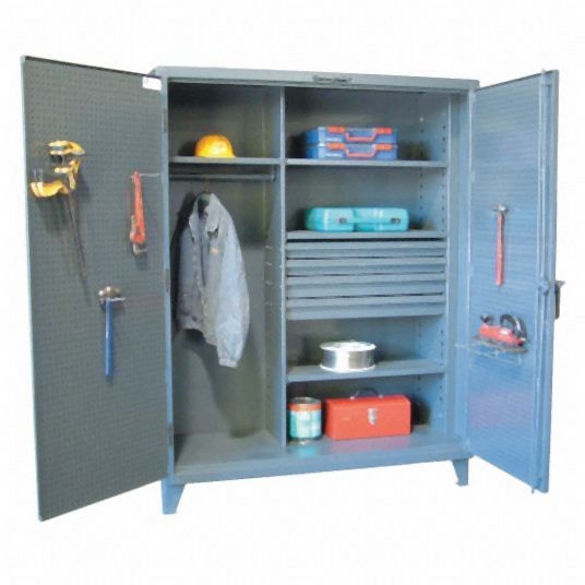 Strong Hold Heavy Duty Storage Cabinet, Dark Gray, 78 in H X 48 in W X 24 in D, Assembled, 4 Cabinet Shelves, 46-W-244-4DB