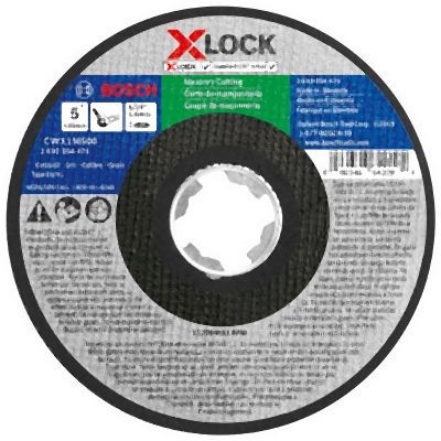 Bosch 5 Inches x 1/16 Inches X-LOCK Arbor Type 1A (ISO 41) 24 Grit Masonry Cutting Abrasive Wheel, 2610054470
