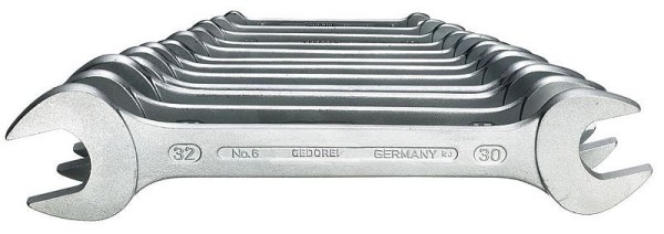 GEDORE Double open-end spanner set, 12-pc. Set, AF 6-34 mm, Metric, Flat, Spanner set, Matt chromed, 6-122 ISO, 6078350