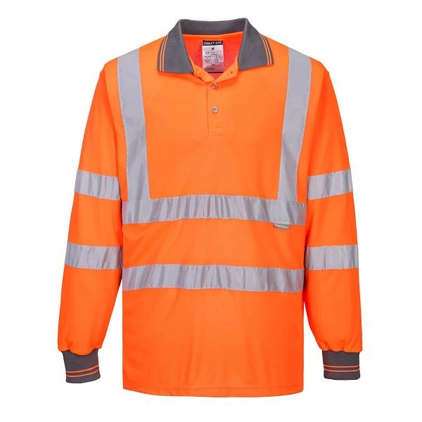 Portwest Hi-Vis Long Sleeve Polo Shirt, Orange, 4XL, S277ORR4XL