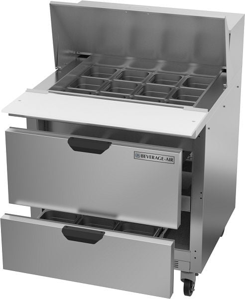 Beverage-Air Sandwich Prep Table Mega Top with Drawers, Exterior Dimensions: WxDxH: 32” X 38 3/8” X 49", SPED32HC-12M-2