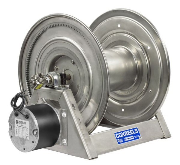 Coxreels Stainless Steel Electric 12V DC 1/3HP Motor Rewind Hose Reel: 3/4" I.D., 200' hose capacity, less hose, 3000 PSI, 1125-SS Series, 1125-5-200-E-SP