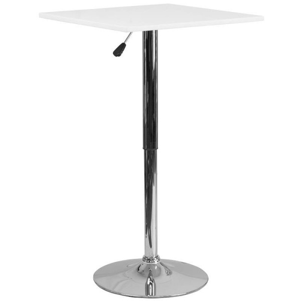 Flash Furniture Pearl 23.75'' Square Adjustable Height White Wood Table (Adjustable Range 33'' - 40.5''), CH-1-GG