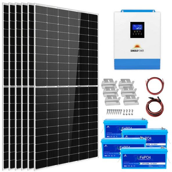 SunGoldPower Solar Kit 5000W 48V 120V Output 10.24KWH Lithium Battery 2700 Watt Solar Panel, SGK-5PRO
