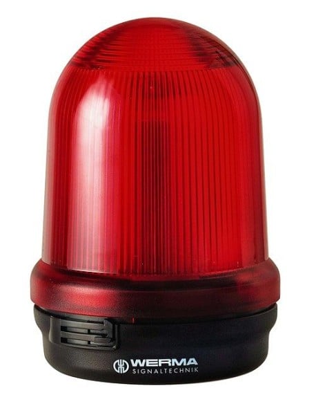 Werma Flashing Beacon, base mount, 10-60V AC/DC, Red, 828.180.70