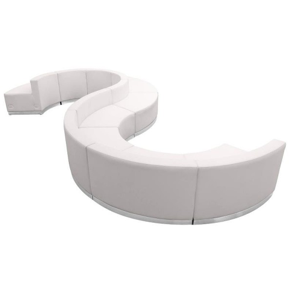 Flash Furniture HERCULES Alon Series Melrose White LeatherSoft Reception Configuration, Fixed Width 191.5", 9 Pieces, ZB-803-420-SET-WH-GG