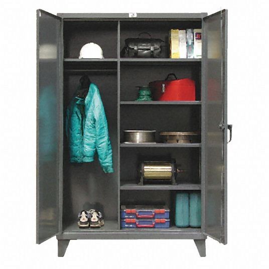 Strong Hold Heavy Duty Storage Cabinet, Dark Gray, 78 in H X 36 in W X 24 in D, Assembled, 5 Cabinet Shelves, 36-W-245