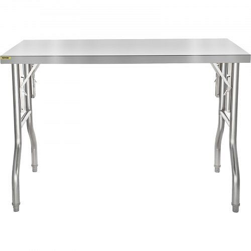 VEVOR 48 x 30" Folding Commercial Prep Table Commercial Worktable Workstation, Heavy-Duty Stainless Steel Folding Table, CFGZTWDJ30X48YC01V0
