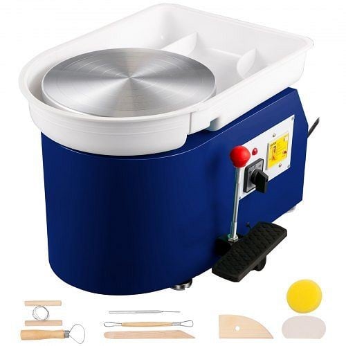 VEVOR 11" Electric Pottery Wheel Machine with Manual Foot Pedal 16 Pieces Shaping Tools, XTXTYLPJL28CMX20HV1