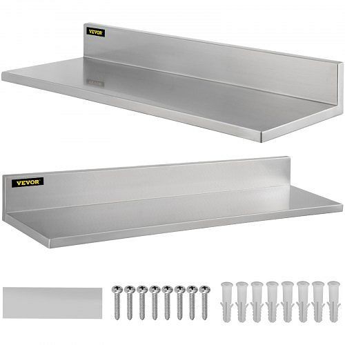 VEVOR 2 Pieces Stainless Steel Wall Shelf Max Load Capacity 44 lbs, LYBJJBD824IN2QARFV0