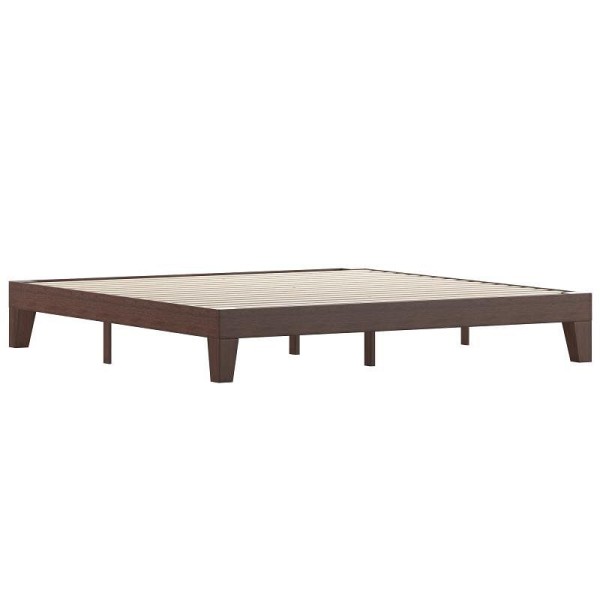 Flash Furniture Evelyn Walnut Finish Wood King Platform Bed with Wooden Support Slats, No Box Spring Required, YKC-1090-K-WAL-GG