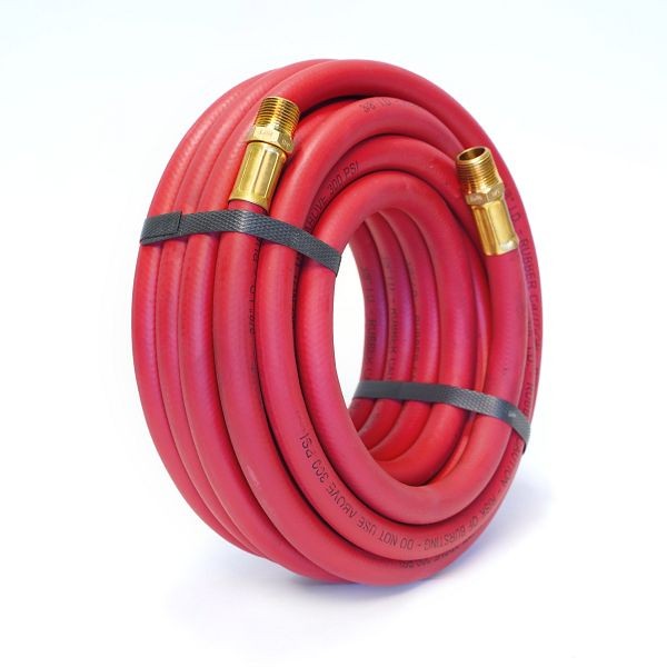 STEELMAN 30-Foot Long Rubber 3/8-Inch ID Air Hose with 3/8-Inch NPT Brass Fittings, 98459-IND