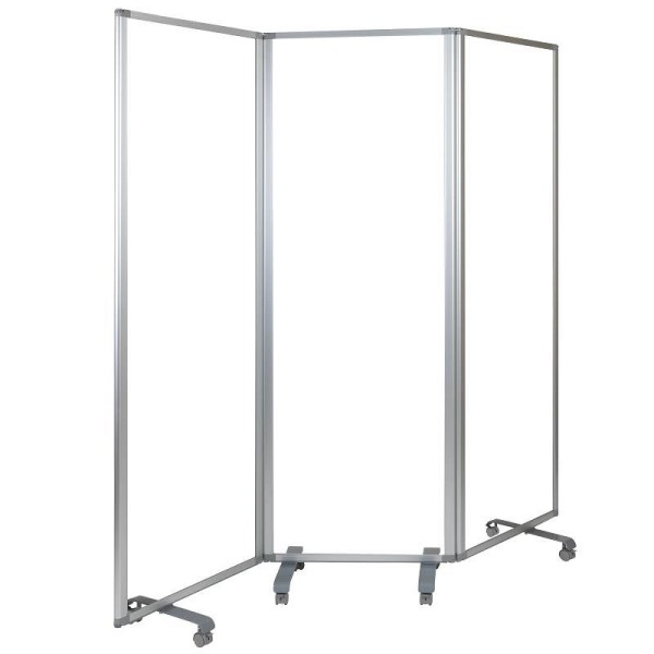 Flash Furniture Raisley Transparent Acrylic Mobile Partition with Lockable Casters, 72"H x 24"L (3 Sections Included), BR-PTT001-3-AC-60183-GG