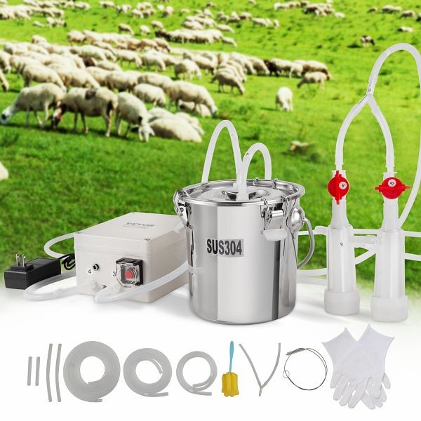 VEVOR Goat Milking Machine, 3 L 304 Stainless Steel Bucket, BXSJNJCD3L3042GL5V1