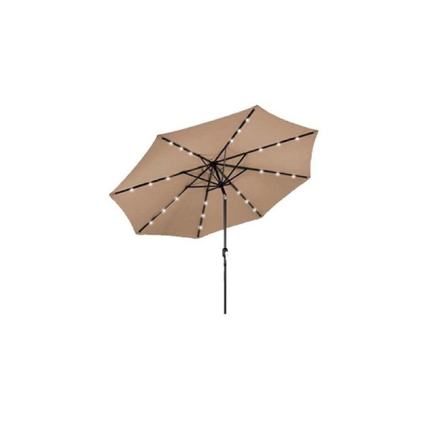 AZ Patio Heaters Solar Market Umbrella with LED Lights in Tan, MK-UMB-T