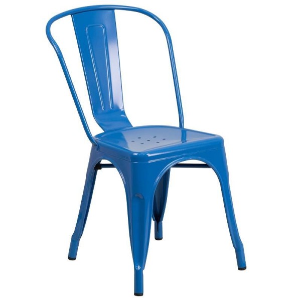Flash Furniture Perry Commercial Grade Blue Metal Indoor-Outdoor Stackable Chair, CH-31230-BL-GG
