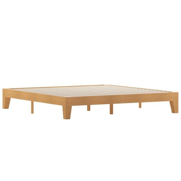 Flash Furniture Evelyn Natural Pine Finish Wood King Platform Bed with Wooden Support Slats, No Box Spring Required, YKC-1090-K-NAT-GG