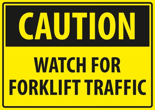 Marahrens Sign Caution - watch for forklift traffic, rigid plastic, Size: 10 x 7 inch, WA0021.010.21